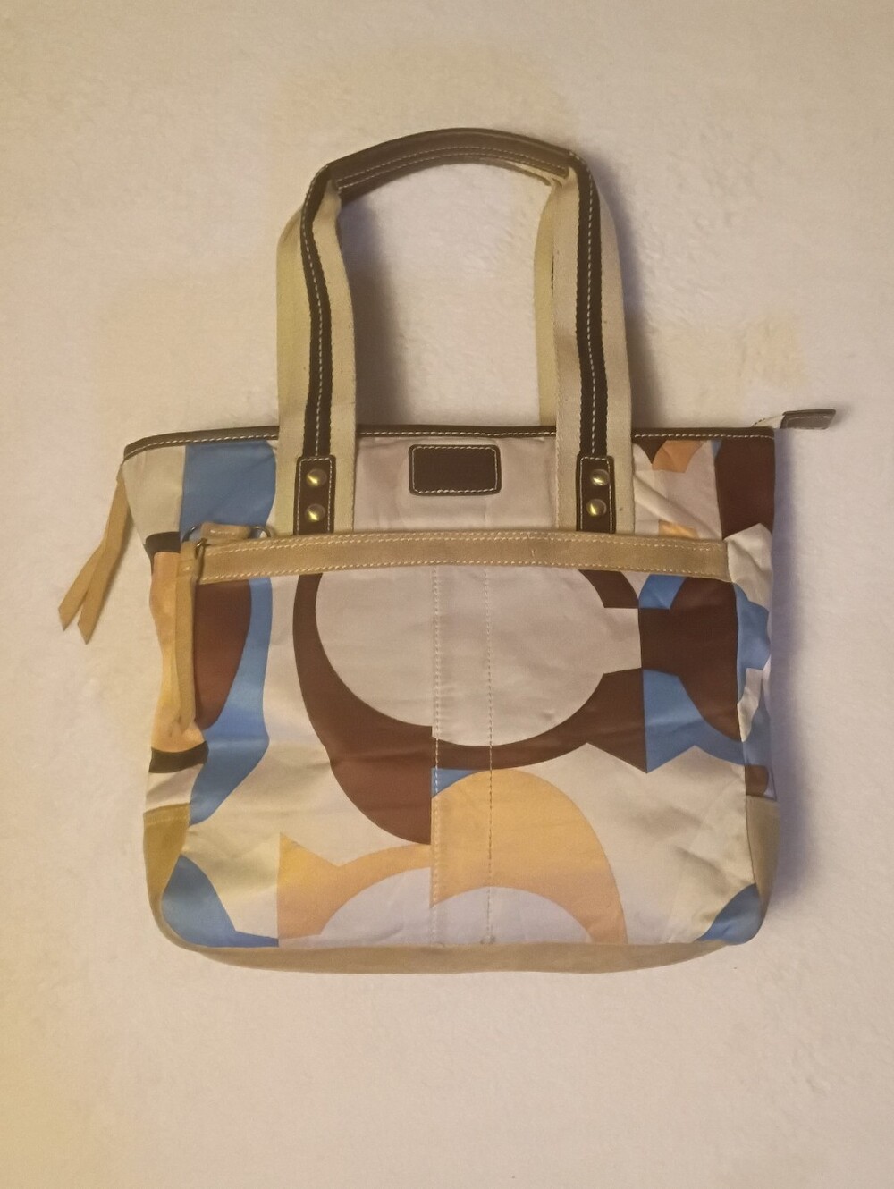 Vintage Authentic Coach Hamptons Scarf Print Tote